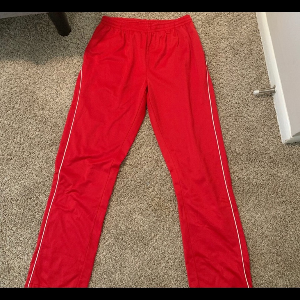 RED JOGGER PANTS WITH WHITE LINING 4 SALE